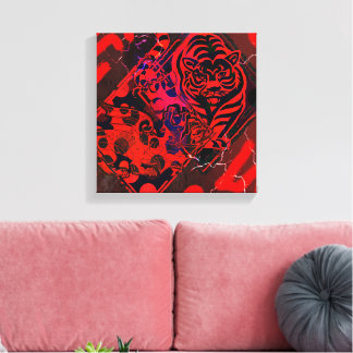 Lienzo Dragón Tigre Rojo