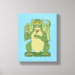 Lienzo Dragón verde lindo