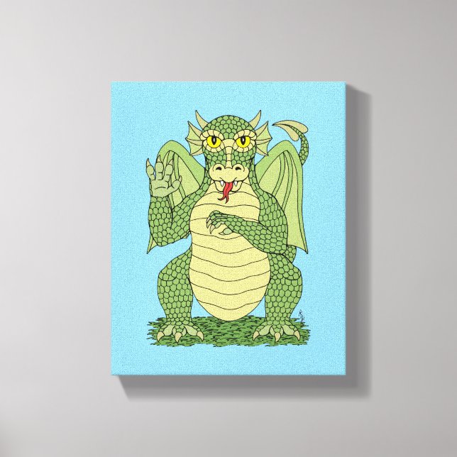 Lienzo Dragón verde lindo (Anverso)