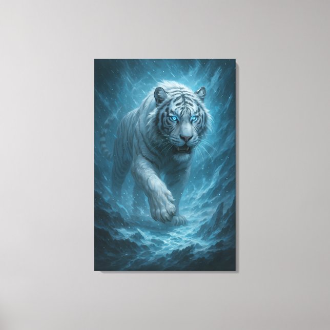 Lienzo Dragon vs White Tiger – Mystical Fantasy Wall Art  (Anverso)