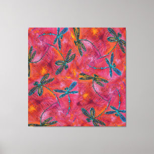 Lienzo Dragonfly Dance Fuchsia PInk