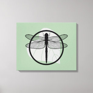 Lienzo Dragonfly on Leaf Drawing - Serie Círculo de Vida