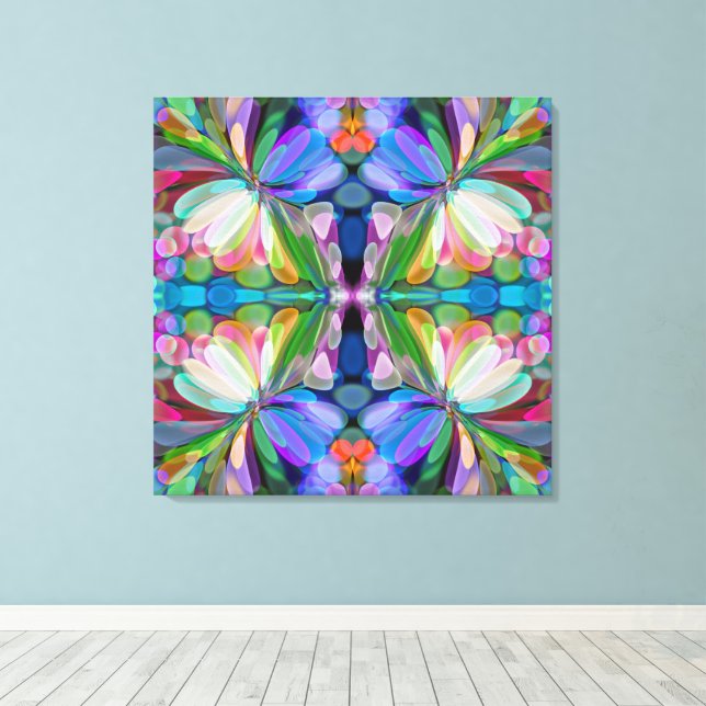 Lienzo Dragonfly Wildflower Garden Abstract Floral (Insitu (piso de madera))