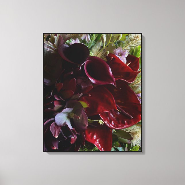 Lienzo Dramatic Burgundy Floral Canvas (Anverso)