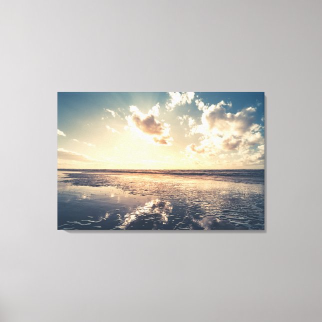Lienzo Dramática fotografía panorámica del atardecer (Anverso)