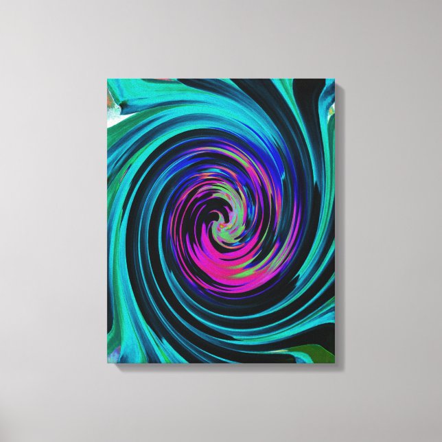 Lienzo Dramático giro retro negro y turquesa (Anverso)