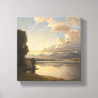 Lienzo Dramático paisaje de nubes sobre un río sereno