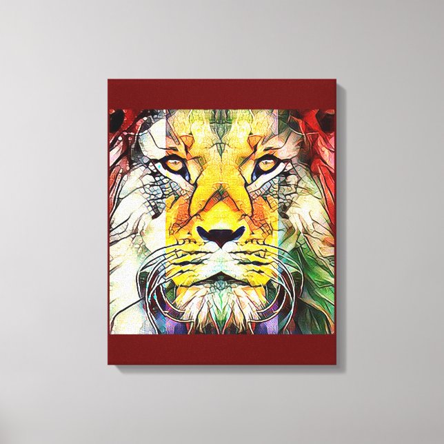 Lienzo Dramático y colorido León Creativo Vida Silvestre  (Anverso)