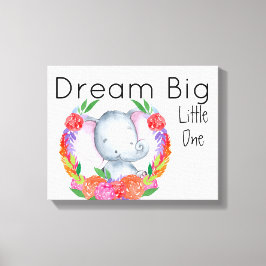 Lienzo Dream Big Little One Baby Girl Elephant