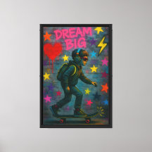 Dream Big Skateboard Boy Canvas Wall Art Imprimir
