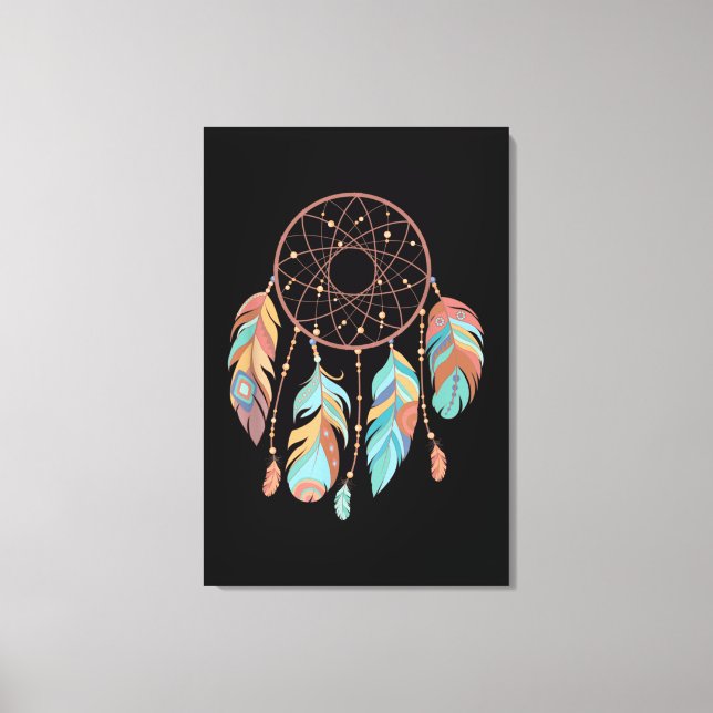 Lienzo Dream Catcher Native American Feathers Tribal Drea (Anverso)
