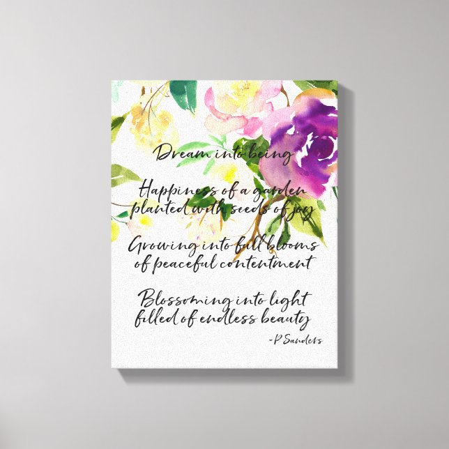 Lienzo Dream Poem Watercolor Morado Floral (Anverso)
