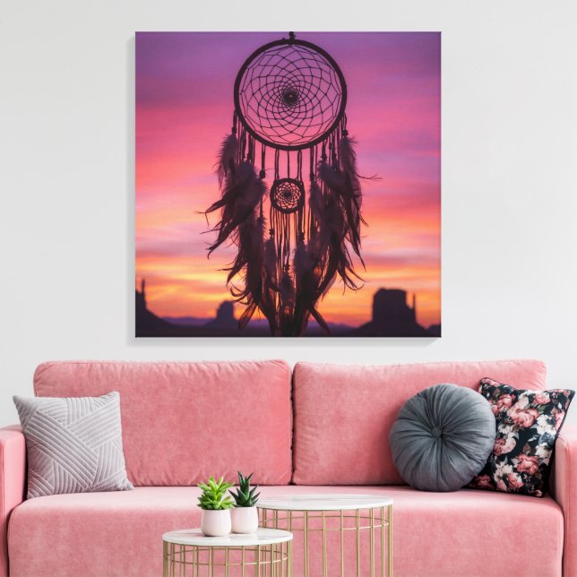 Lienzo Dreamcatcher Sunset Wall Art –Boho Spiritual Decor (Insitu (Sala de estar))