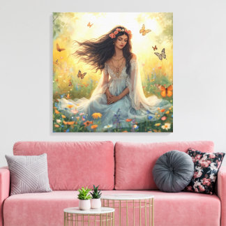 Lienzo Dreamy Garden Girl Canvas Print – Romantic Nature 