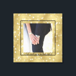Lienzo Dreamy Gold Bokeh Confetti Foto personalizada<br><div class="desc">Dreamy Gold Bokeh Confetti brillante resplandor con tu foto y palabras personalizadas o deja el texto: La vida contigo es un hermoso sentimiento romántico (para que la imagen se ajuste al ejemplo...  usa una imagen cuadrada).</div>