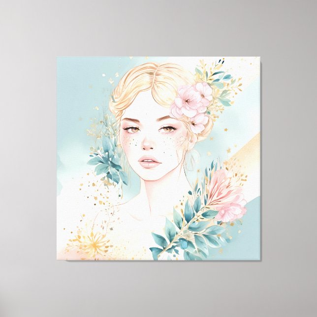 Lienzo Dreamy Pastel Wall Art Woman (Anverso)