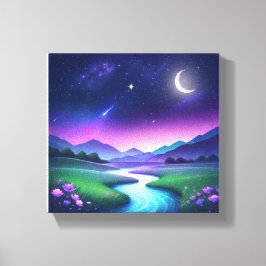 Lienzo Dreamy Starlight River Landscape Serenity