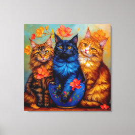 Lienzo Drei Maine-Coon-Gefährten Portrait