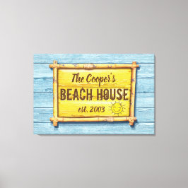 Lienzo DriftwoodBeach House cartel familiar de lona estir