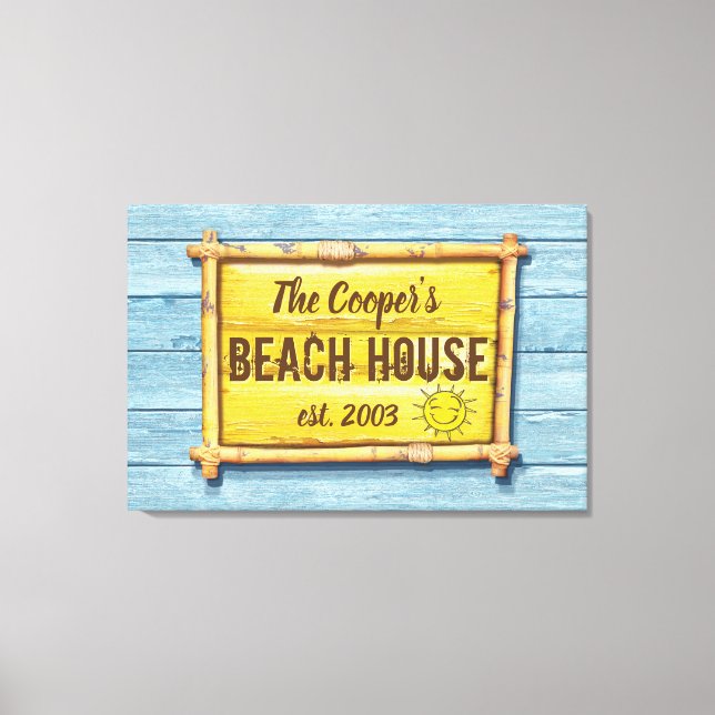 Lienzo DriftwoodBeach House cartel familiar de lona estir (Anverso)