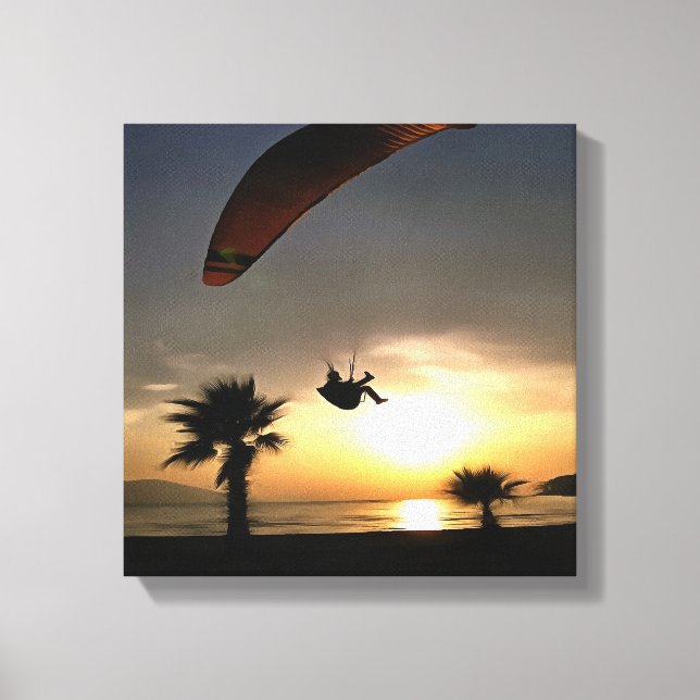 Lienzo Dropzone At Dusk Adventure Paraglider Art (Anverso)