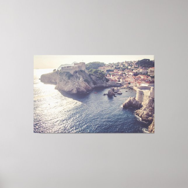 Lienzo Dubrovnik Croacia en Sunset 60x38 Gran tela (Anverso)