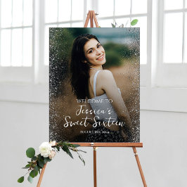 Lienzo Dulce cartel de bienvenida de dieciséis fiestas co