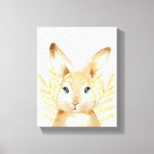 Lienzo Dulce conejo amarillo Woodland Nursery Room Decora