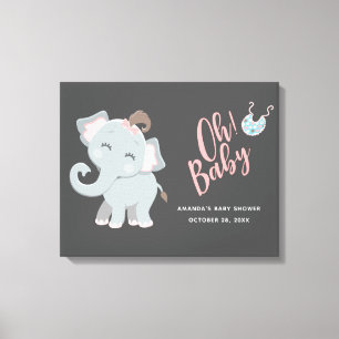 Lienzo Dulce ducha de bebé de niña elefante