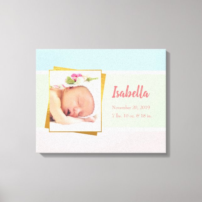 Lienzo Dulce Pastel Niña Foto Nacimiento (Anverso)