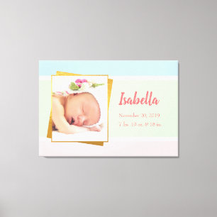 Lienzo Dulce Pastel Niña Foto Nacimiento