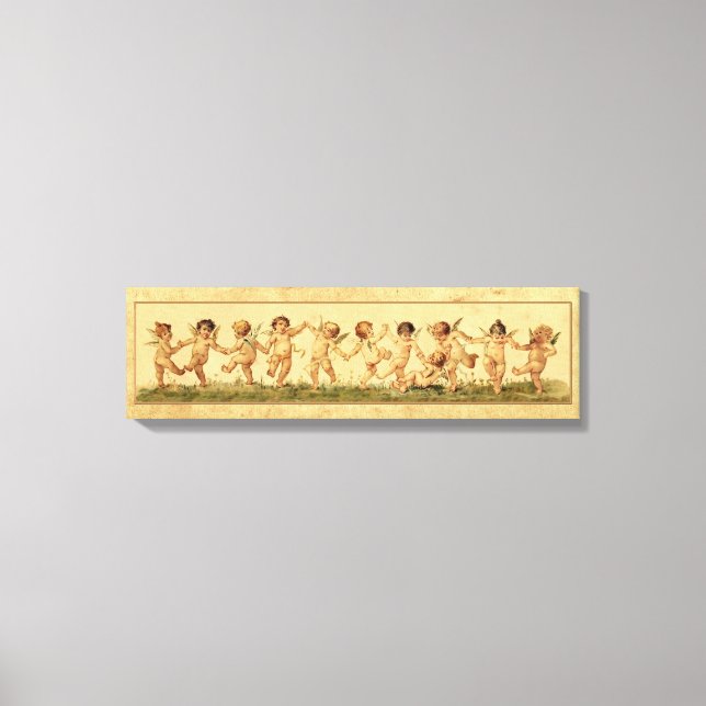 Lienzo Dulce vintage Happily Dancing Cherubs (Anverso)
