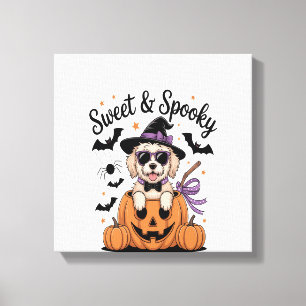Lienzo Dulce y espeluznante Halloween para perros