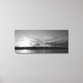 Lienzo Düsseldorfer Rheinkirmes im Sonnenuntergan