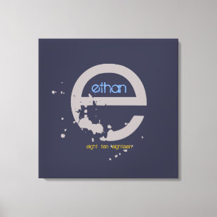 Lienzo E Monograma Barra inicial Bat Mitzvah Rótulo a bor