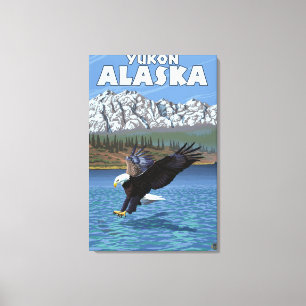 Lienzo Eagle calvo que se zambulle - el Yukón, Alaska