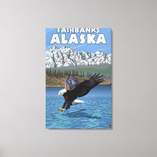Lienzo Eagle calvo que se zambulle - Fairbanks, Alaska