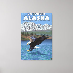 Lienzo Eagle calvo que se zambulle - Latouche, Alaska