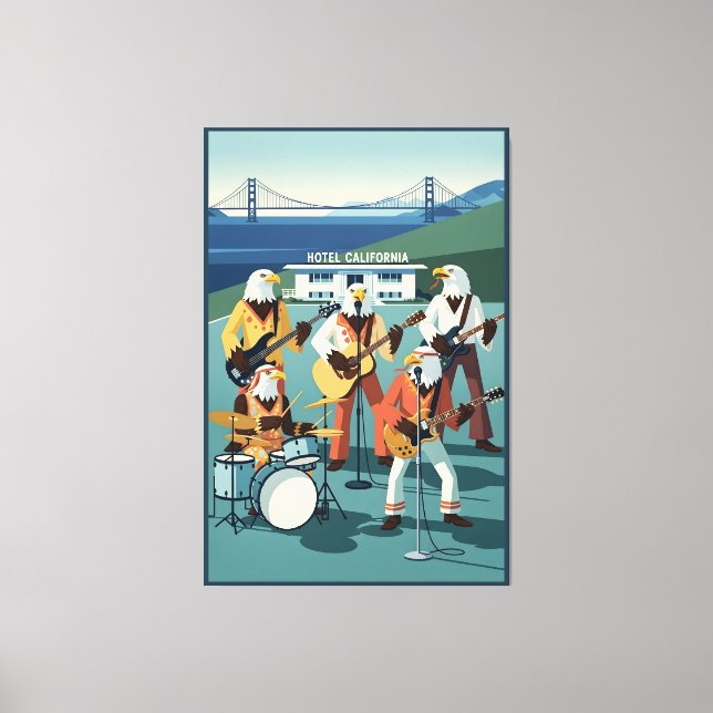 Lienzo Eagles Hotel California parody (Anverso)