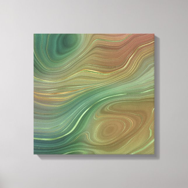 Lienzo Earthy Emerald Strata | Agentes de tinta verde y d (Anverso)