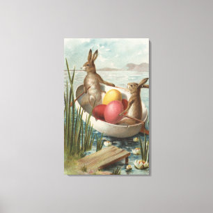 Lienzo EasterBunnies en un barco con los huevos