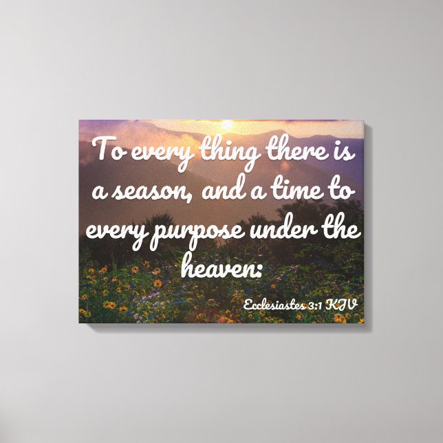 Lienzo Ecclesiastés 3:1 Biblia Verse KJV Pic Wall Art (Anverso)