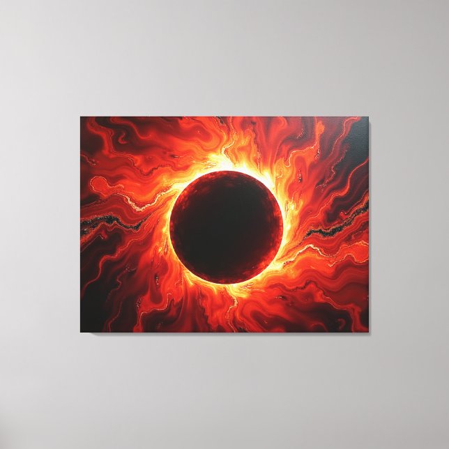 Lienzo Eclipse Carmesí - Rojo Fuego y Negro 40"x32" (Anverso)