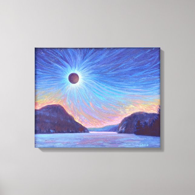 Lienzo Eclipse Solar Total Lago Willoughby Vermont Canvas (Anverso)