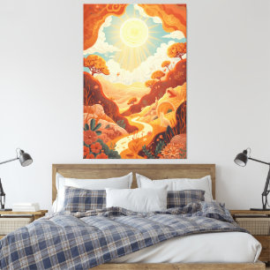 Lienzo Ecos del Sol – Paisaje dorado soñador