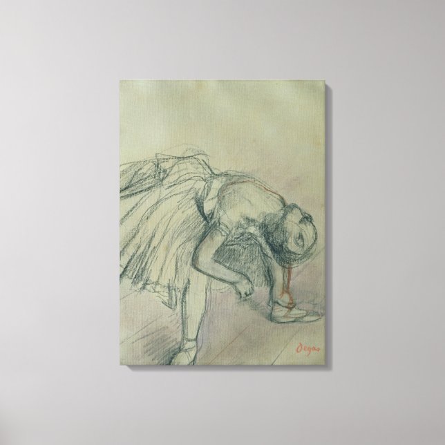 Lienzo Edgar Degas | Bailarina Fixing her Slipper, c.1865 (Anverso)