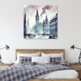 Lienzo Edificio de la escena urbana de niebla, Catedral, 