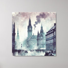 Lienzo Edificio de la escena urbana de niebla, Catedral, 