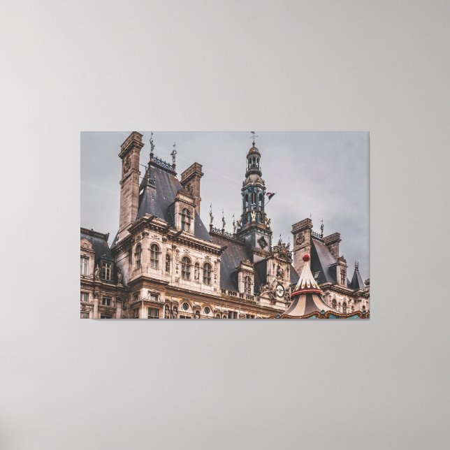 Lienzo Edificio del ayuntamiento, París, Francia (Anverso)