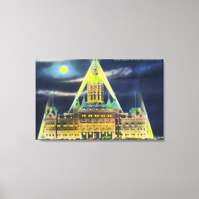 Lienzo Edificio del Capitolio estatal de noche (Anverso)